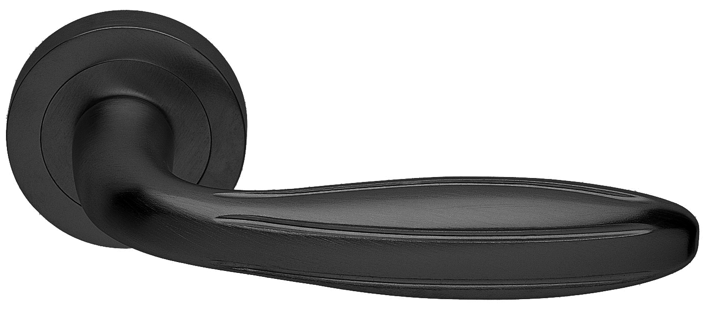 Ручка дверная BUD R2 NERO раздельная на круглой розетке, цвет - черный фото купить Волгоград