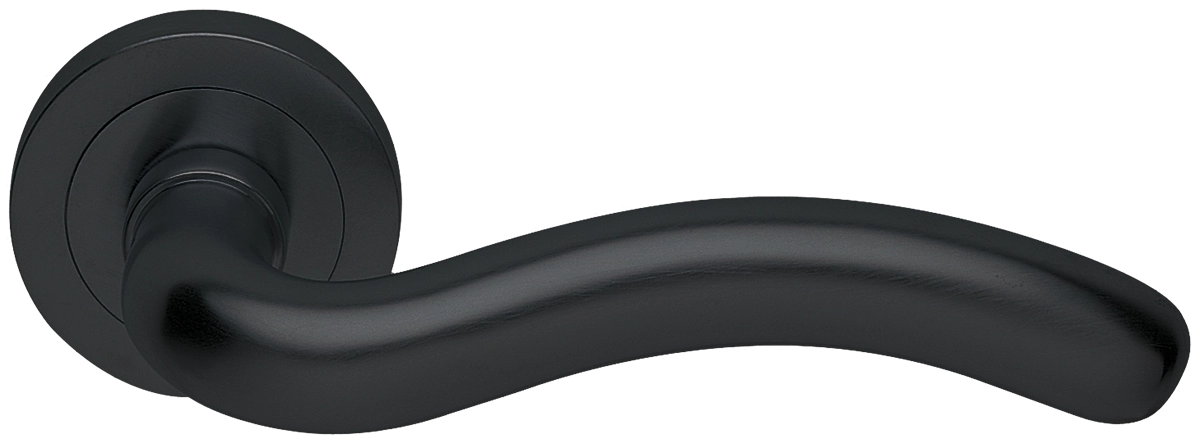 Ручка дверная SNAKE R2 NERO раздельная на круглой розетке, цвет - черный фото купить Волгоград