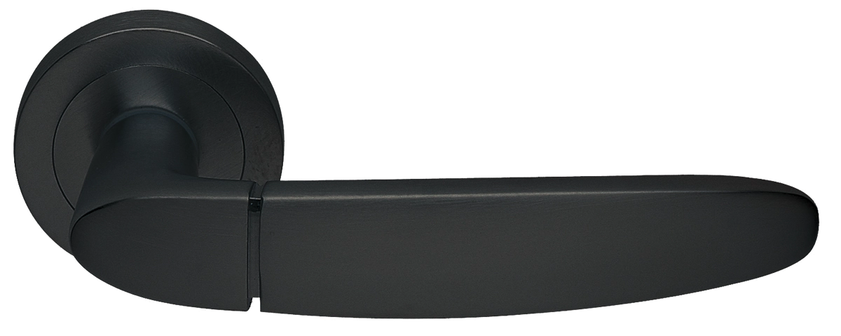 Ручка дверная SAIL R2 NERO раздельная на круглой розетке, цвет - черный фото купить Волгоград