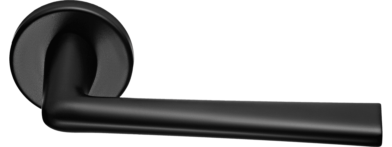 Ручка дверная THE FORCE R5 NERO-ST на круглой розетке, цвет - черный "soft-touch" фото купить Волгоград