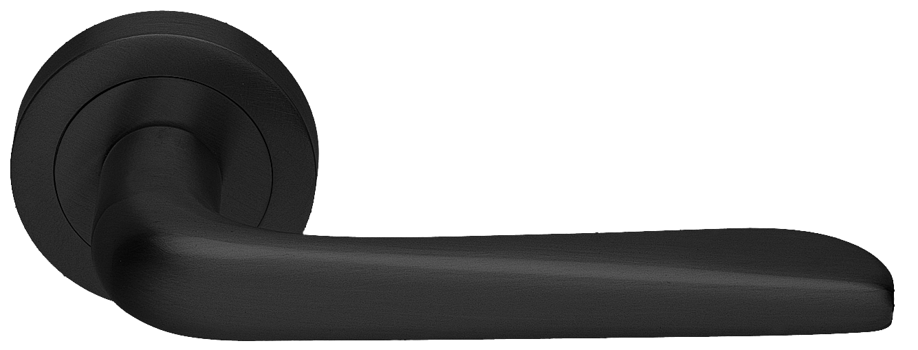 Ручка дверная PETRA R2 NERO раздельная на круглой розетке, цвет - черный фото купить Волгоград