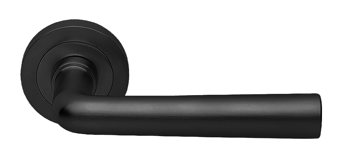 Ручка дверная UNDER R2 NERO раздельная на круглой розетке, цвет - черный фото купить Волгоград