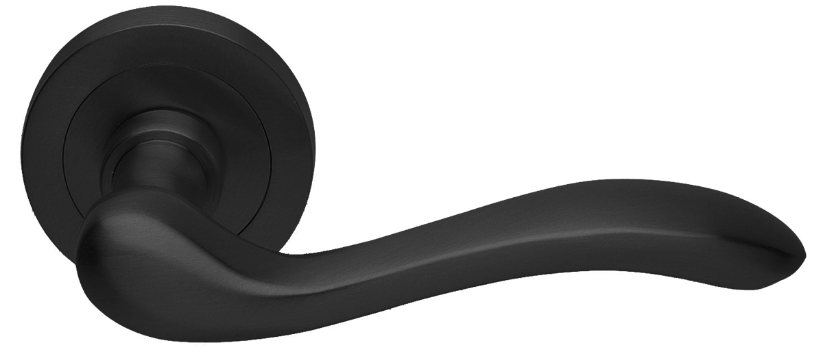 Ручка дверная ERICA R2 NERO раздельная на круглой розетке, цвет - черный фото купить Волгоград