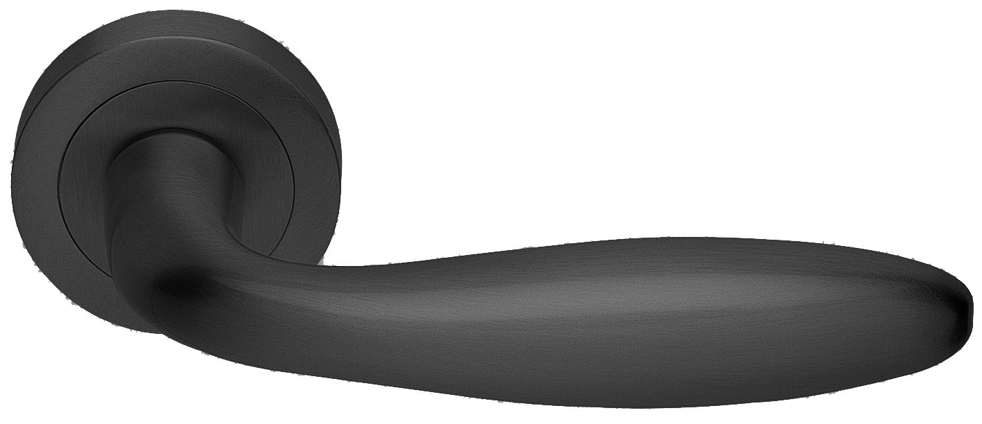 Ручка дверная AIR R2 NERO раздельная на круглой розетке, цвет - черный фото купить Волгоград