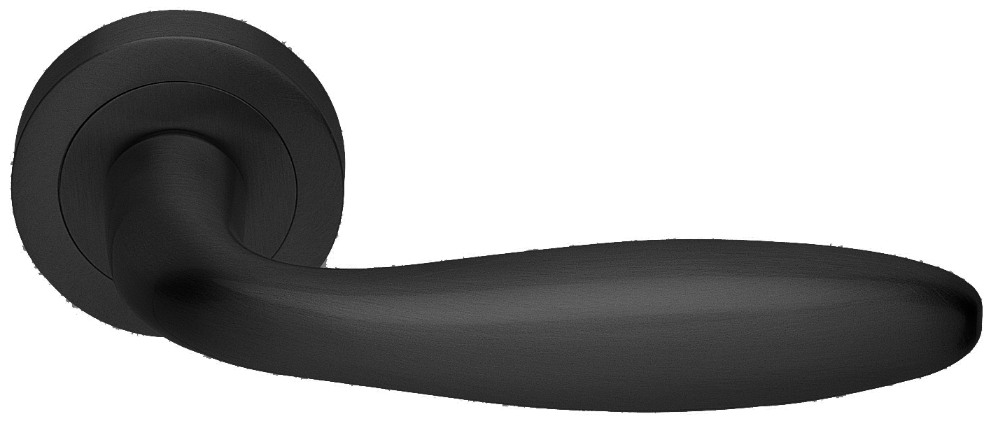 Ручка дверная SIENA R2 NERO раздельная на круглой розетке, цвет - черный фото купить Волгоград
