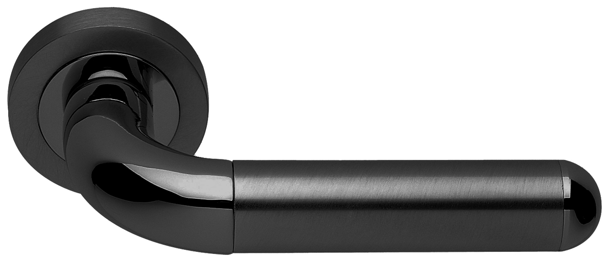 Ручка дверная GAVANA R2 NERO раздельная на круглой розетке, цвет - черный фото купить Волгоград