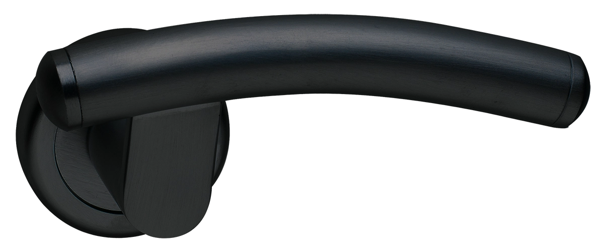 Ручка дверная LUNA R4 NERO раздельная на круглой розетке, цвет - черный фото купить Волгоград