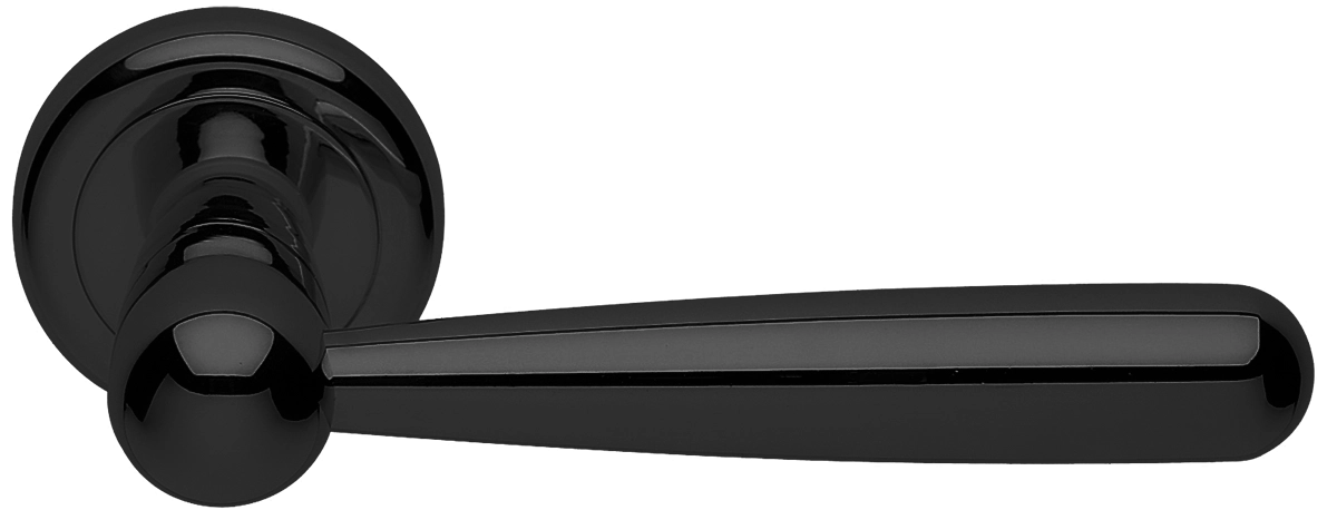 Ручка дверная PINOKKIO R4 NERO раздельная на круглой розетке, цвет - черный фото купить Волгоград