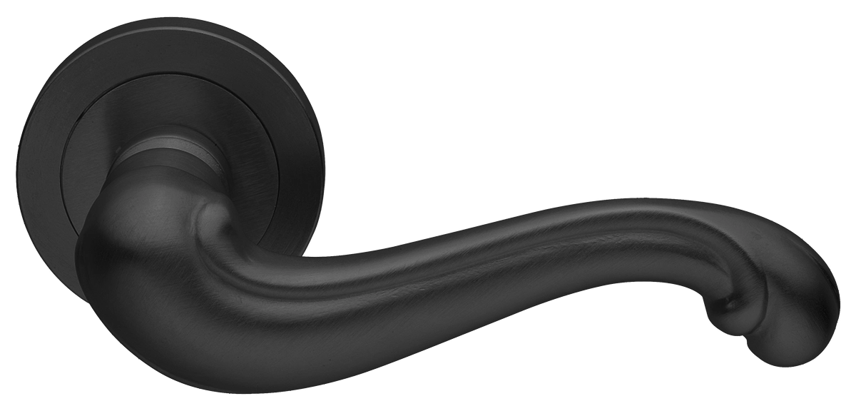 Ручка дверная BAROCCO R2 NERO раздельная на круглой розетке, цвет - черный фото купить Волгоград