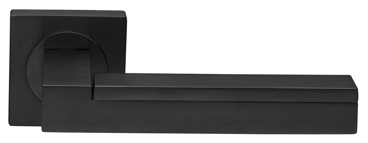 Ручка дверная ISLAND S2 NERO раздельная на квадратной розетке, цвет черный, латунь фото купить в Волгограде