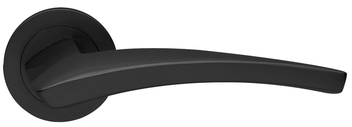 Ручка дверная WIND R2 NERO раздельная на круглой розетке, цвет черный, латунь фото купить в Волгограде