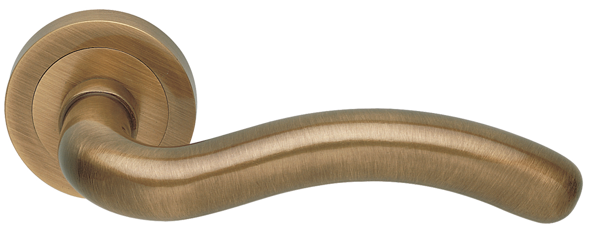 Ручка дверная SNAKE R2 BGO раздельная на круглой розетке, цвет матовая бронза, латунь фото купить в Волгограде