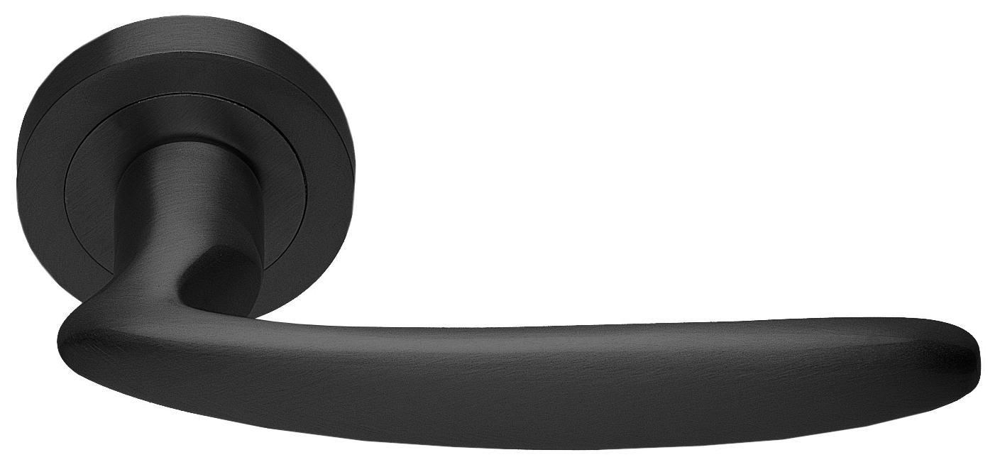 Ручка дверная FLAMINGO R2 NERO раздельная на круглой розетке, цвет черный, латунь фото купить в Волгограде