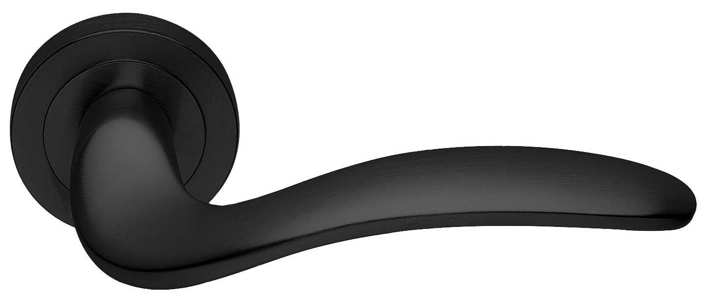 Ручка дверная COBRA R2 NERO раздельная на круглой розетке, цвет - черный фото купить в Волгограде