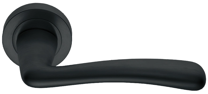 Ручка дверная COCKATOO R2 NERO раздельная на круглой розетке, цвет черный, латунь фото купить в Волгограде