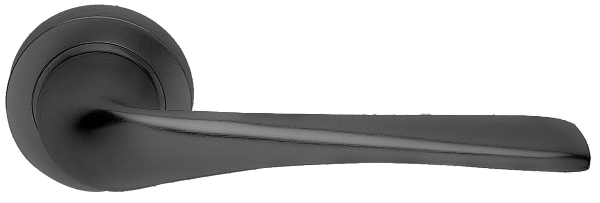 Ручка дверная LE MANS R2 NERO раздельная на круглой розетке, цвет черный, латунь фото купить в Волгограде