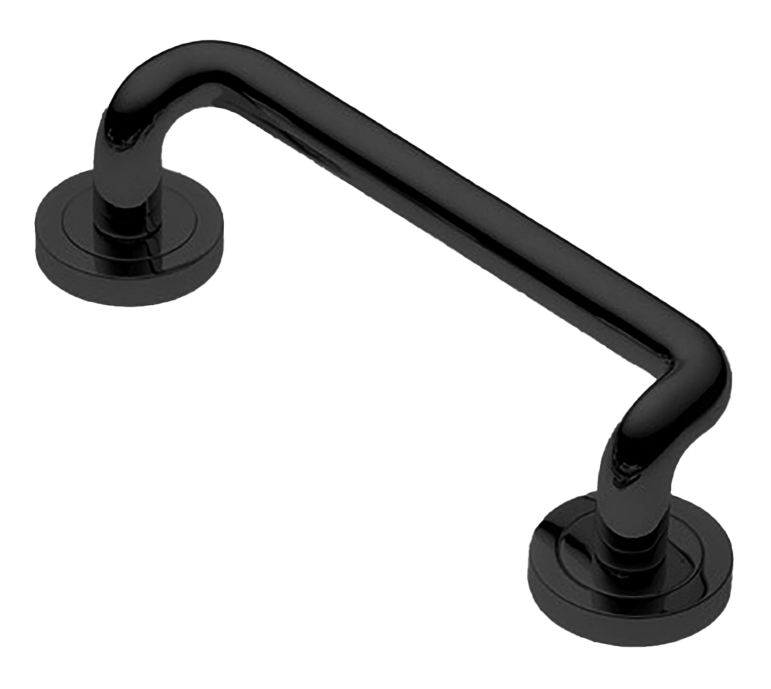 Ручка-скоба дверная SNAKE PH NERO на круглой розетке, цвет черный, латунь фото купить в Волгограде