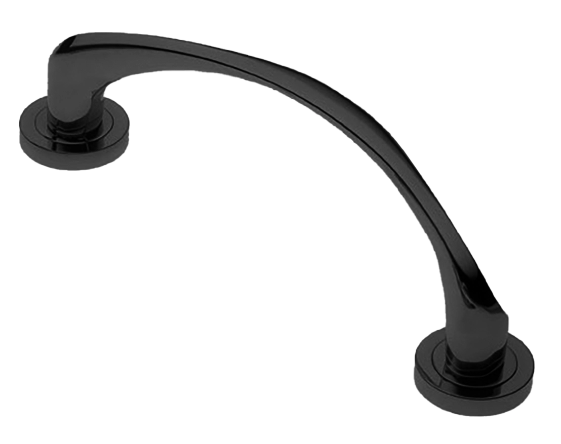 Ручка-скоба дверная COBRA PH NERO на круглой розетке, цвет черный, латунь фото купить в Волгограде