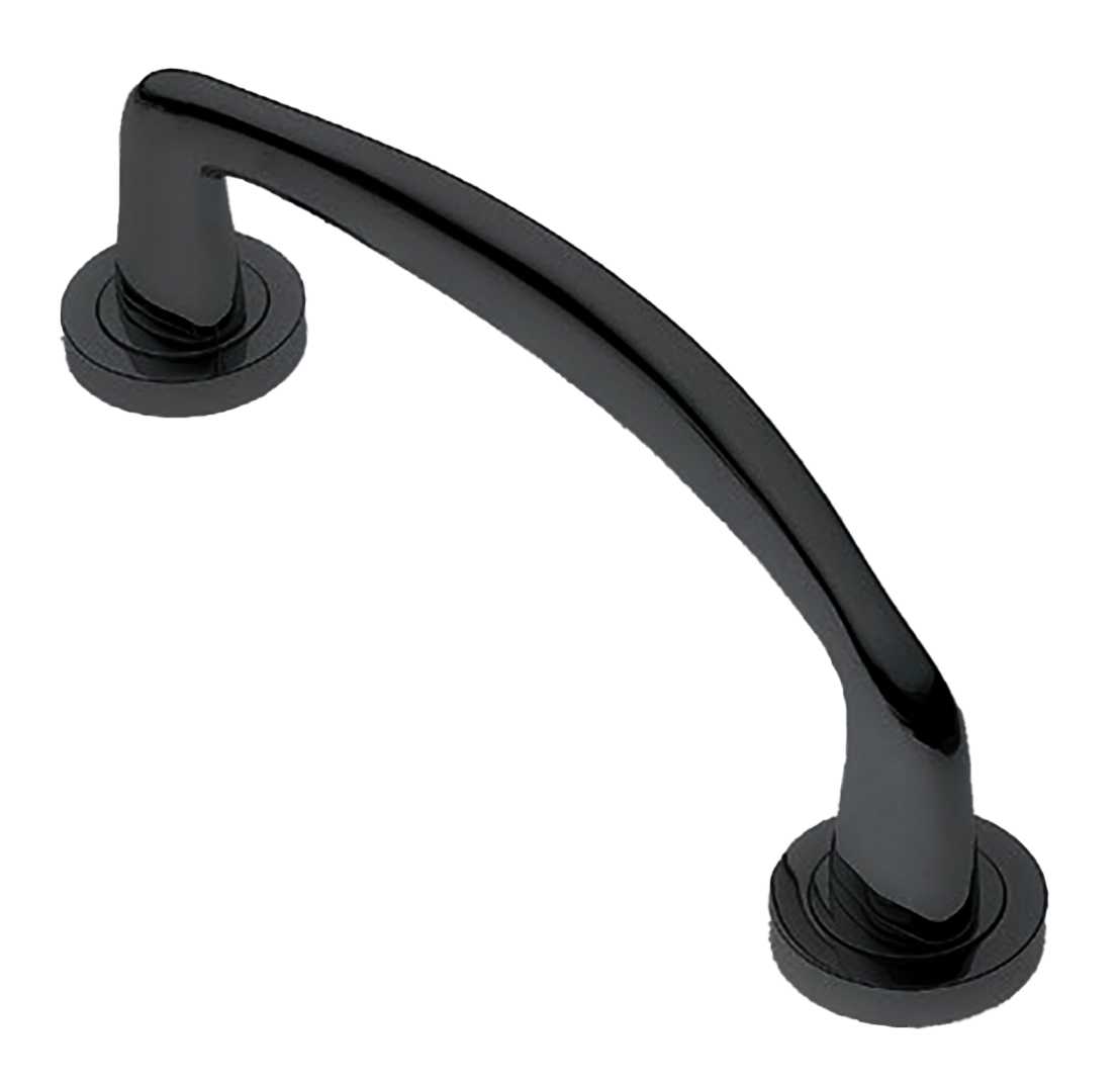 Ручка-скоба дверная COCKATOO PH NERO на круглой розетке, цвет черный, латунь фото купить в Волгограде