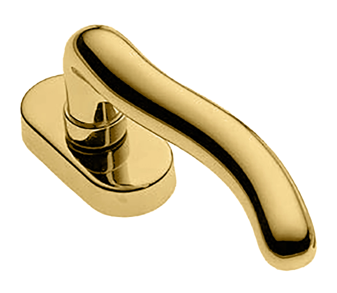 Ручка оконная SNAKE W1 OTL на прямоугольной розетке, цвет золото, латунь фото купить в Волгограде