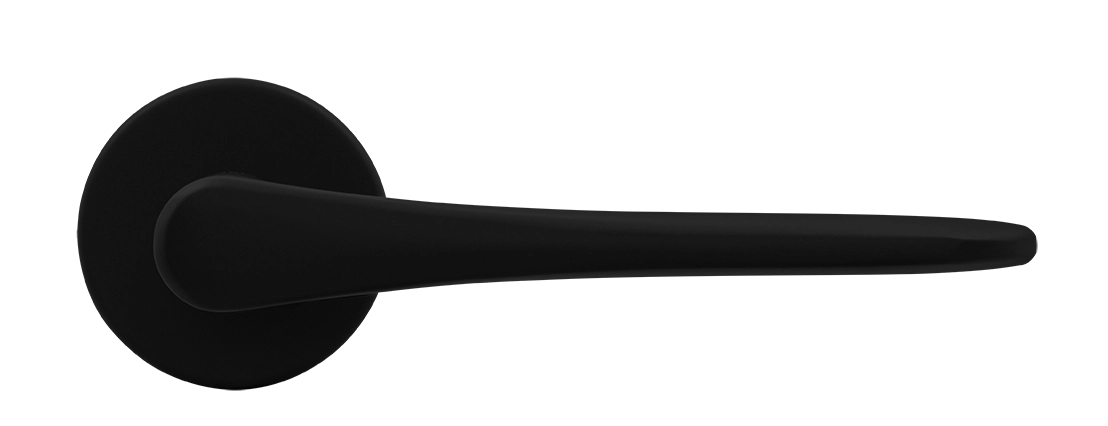 Ручка дверная AULA R5 NERO-ST на круглой розетке, цвет черный soft-touch, ЦАМ фото купить в Волгограде