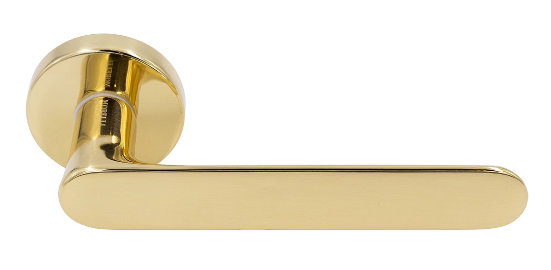 Ручка дверная LE BOAT R5 OTL раздельная на круглой розетке, цвет золото, латунь фото купить Волгоград