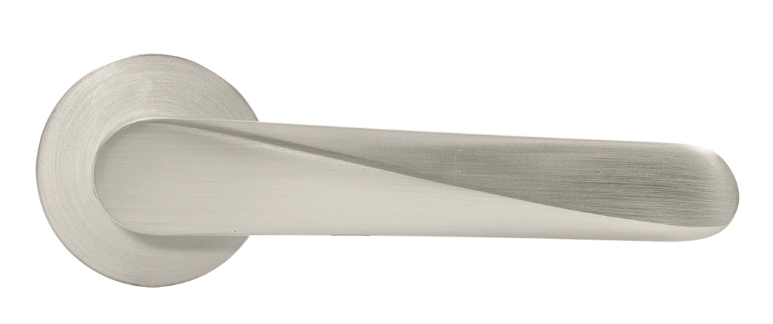 Ручка дверная CAYAN MH-58-R6 MSN раздельная на круглой розетке 6 мм, цвет матовый сатинированный никель, ЦАМ фото купить в Волгограде