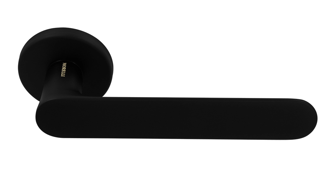 Ручка дверная LE BOAT R5 NERO-ST раздельная на круглой розетке, цвет черный soft-touch, латунь фото купить Волгоград