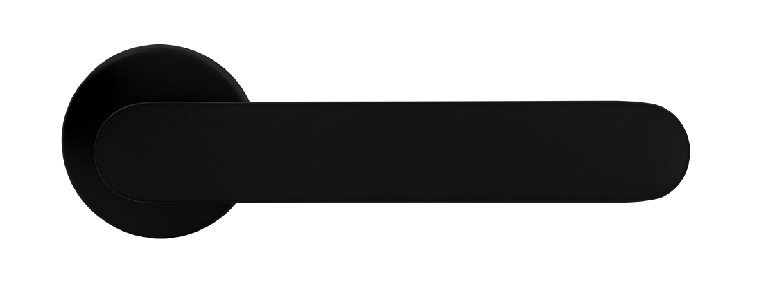 Ручка дверная LE BOAT R5 NERO-ST раздельная на круглой розетке, цвет черный soft-touch, латунь фото купить в Волгограде