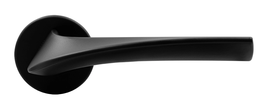 Ручка дверная COMETA R5 NERO-ST на круглой розетке цвет черный soft-touch, ЦАМ фото купить в Волгограде