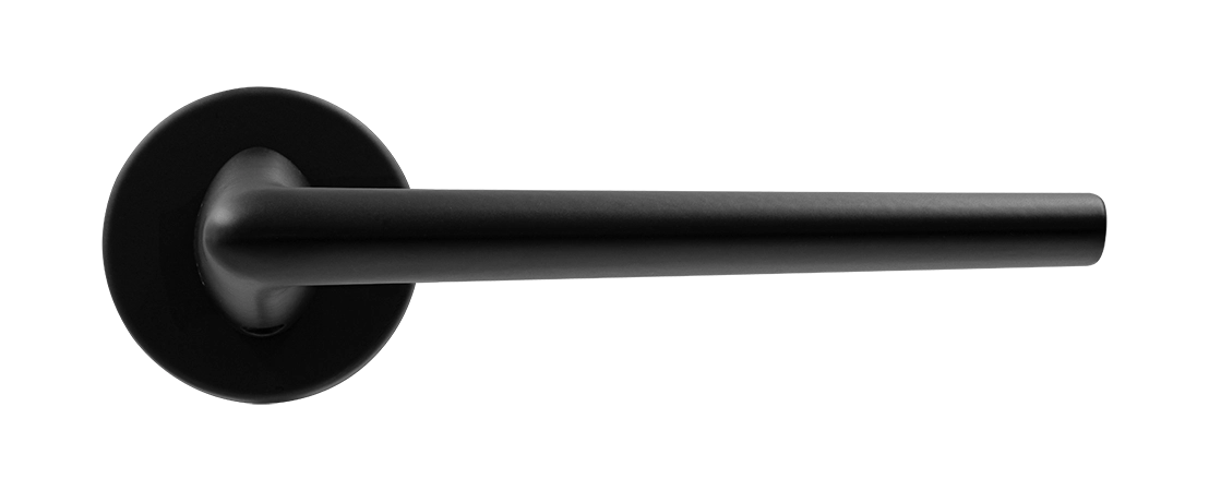 Ручка дверная THE FORCE R5 NERO-ST на круглой розетке, цвет черный soft-touch, ЦАМ фото купить в Волгограде