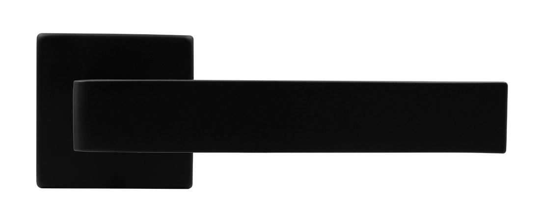 Ручка дверная HORIZONT S5 NERO-ST на квадратной розетке, цвет черный soft-touch, ЦАМ фото купить в Волгограде