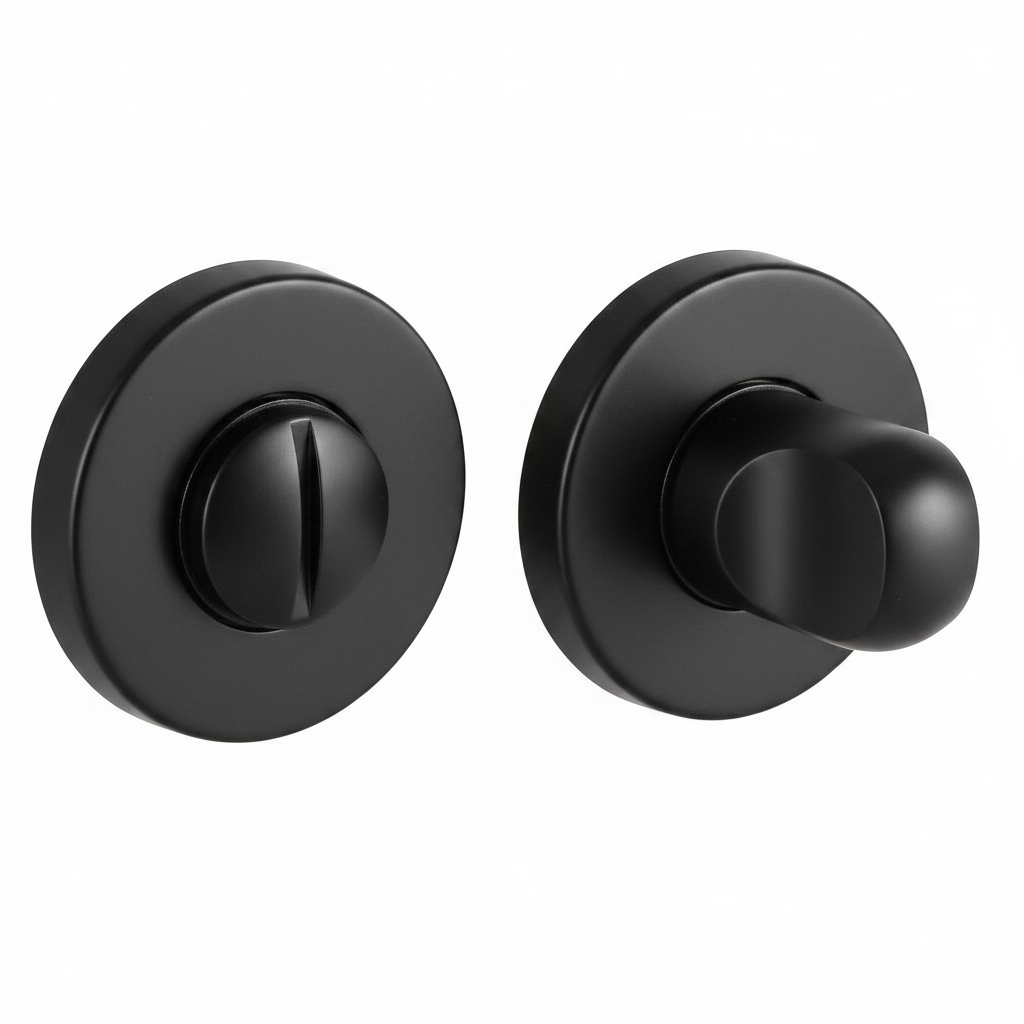 Завертка сантехническая LUX-WC-R3-E NERO-ST на круглой розетке цвет черный soft-touch, ЦАМ фото купить Волгоград