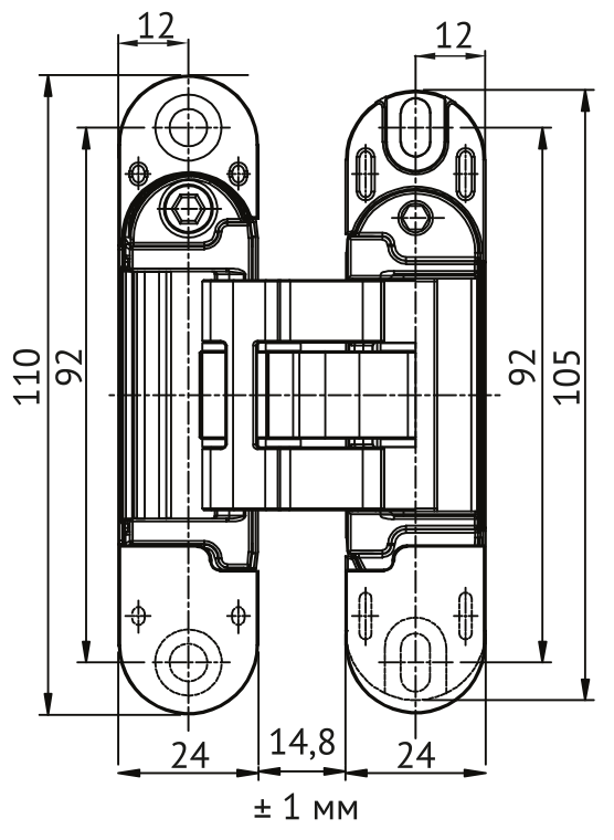 Петля скрытая HH-28 SC врезная с 3D-регулировкой вес полотна до 40 кг, цвет матовый хром фото купить в Волгограде