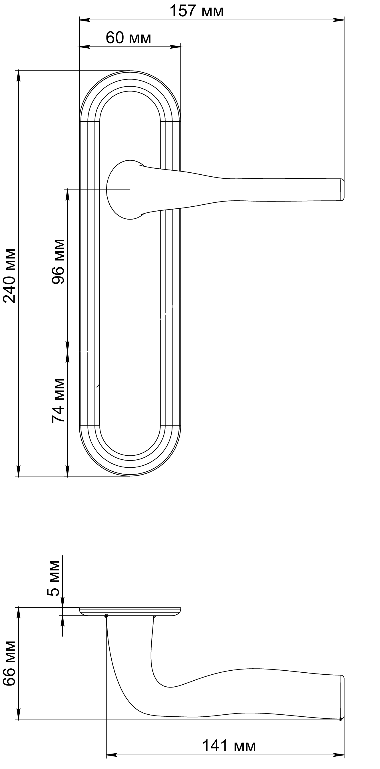 Ручка дверная LVB PLR SST на планке, цвет Летняя гроза/Summer Storm фото фурнитура Волгоград