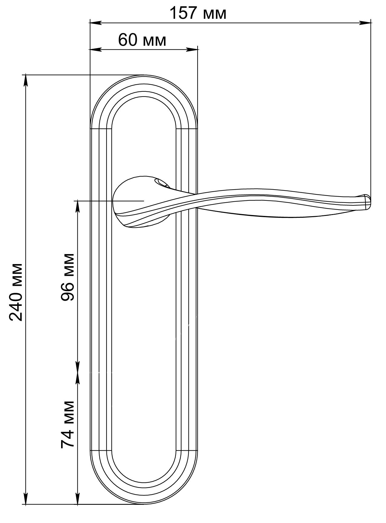 Ручка дверная SKYSCRAPER PLR SST на планке, цвет Летняя гроза/Summer Storm фото фурнитура Волгоград