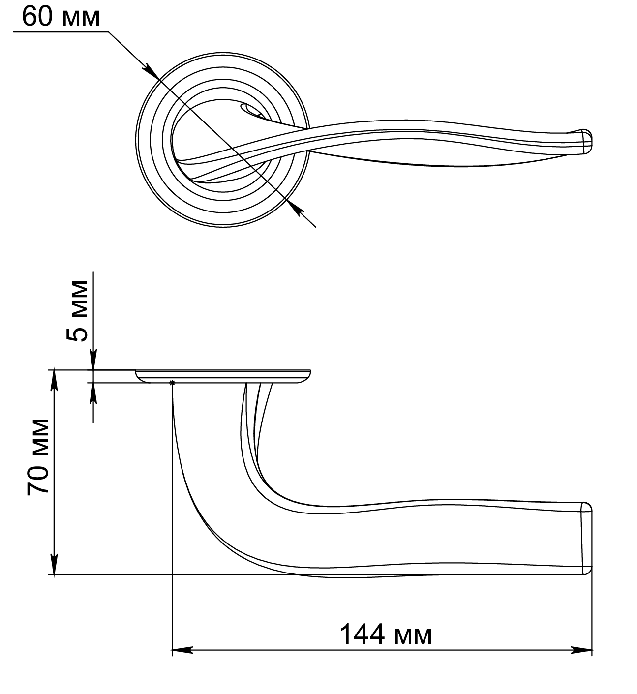 Ручка дверная SKYSCRAPER R7 SST на круглой розетке, цвет Летняя гроза/Summer Storm фото фурнитура Волгоград