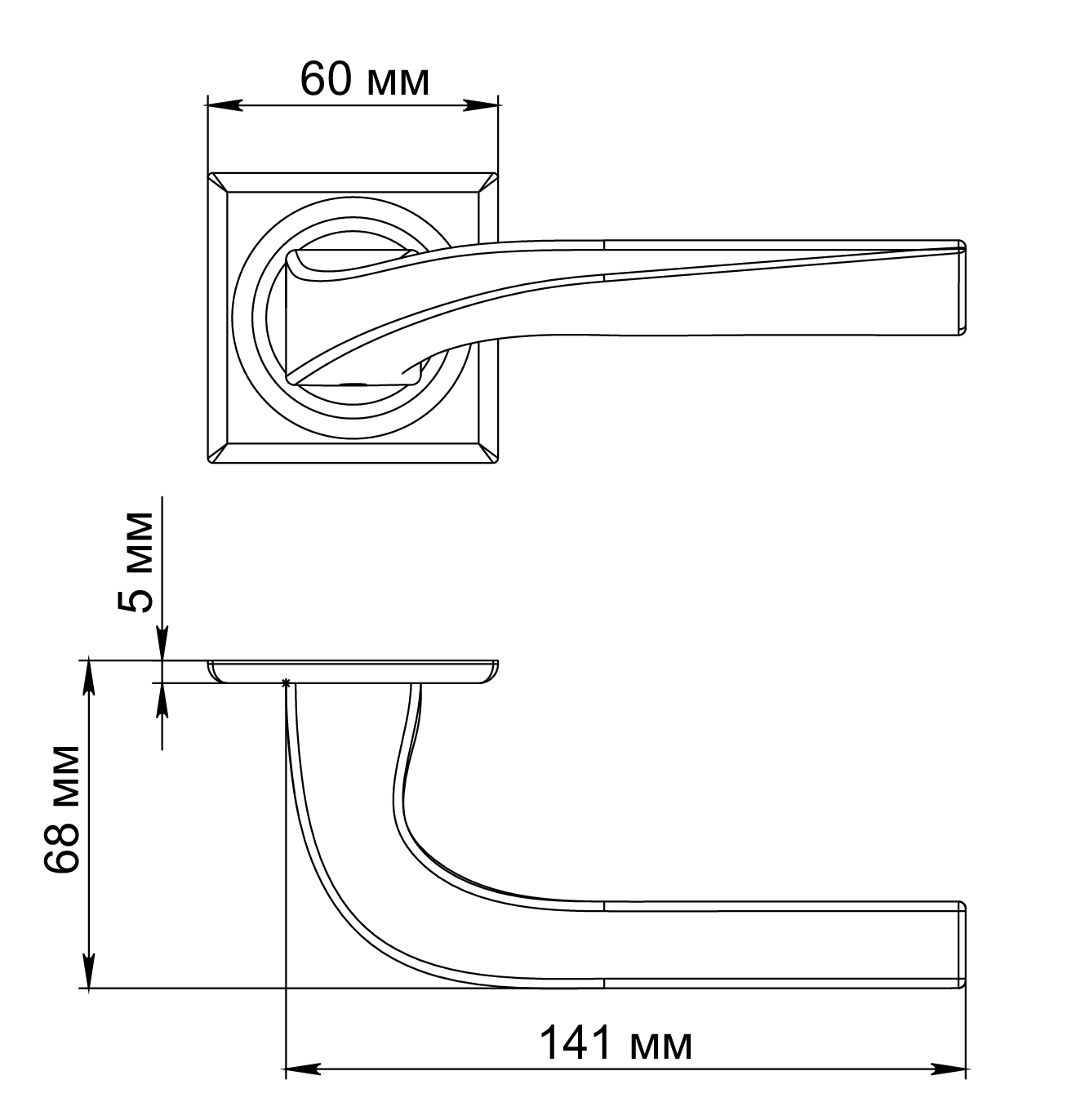 Ручка дверная WD CONCERT HALL S7 SSW на квадратной розетке, цвет Стокгольмский снегопад/Stockholm Snowfall фото фурнитура Волгоград