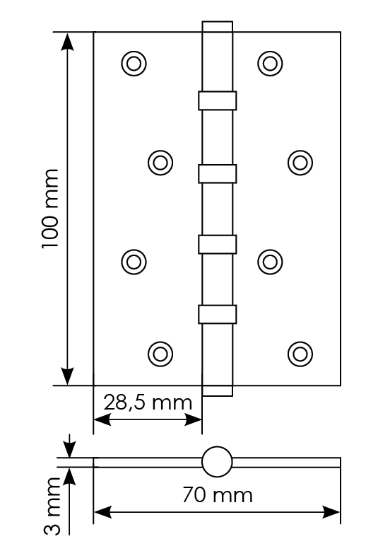 Петля карточная универсальная MBU 100X70X3-4BB COF латунь,врезная,цвет кофе фото купить в Волгограде