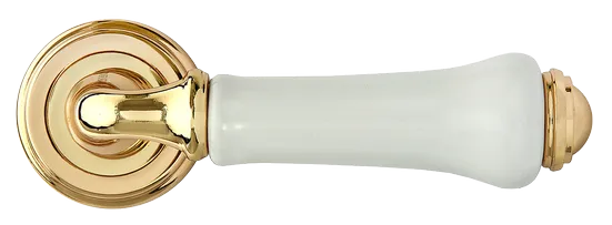 UMBERTO, ручка дверная MH-41-CLASSIC PG/W, цвет - золото/белый фото купить в Волгограде