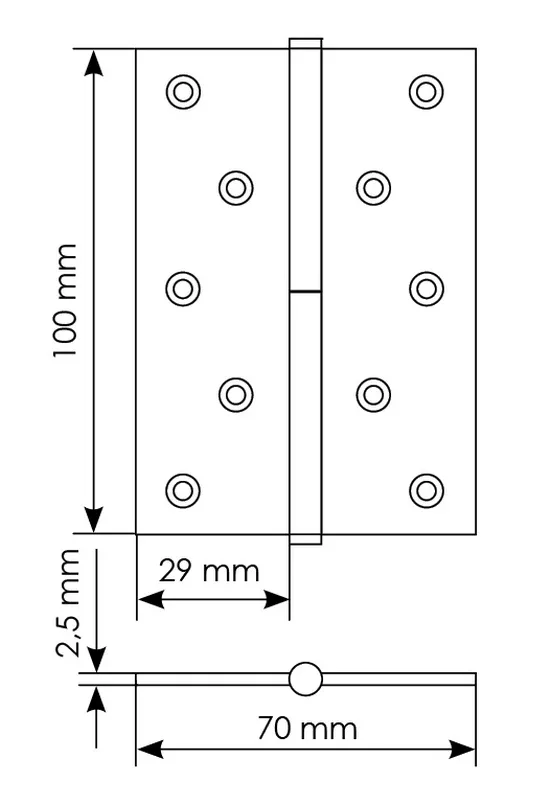 Петля универсальная разъемная MSD 100X70X2.5 AB L стальная левая, врезная, цвет бронза фото купить в Волгограде