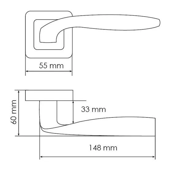 Ручка дверная SHELL MH-45 GR/CP-S55 раздельная на квадратной розетке, цвет графит/хром, ЦАМ Light фото купить в Волгограде