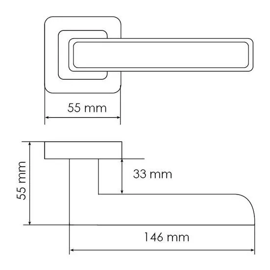 Ручка дверная FLEX MH-44 SC/CP-S55 раздельная на квадратной накладке, цвет матовый хром/хром, ЦАМ Light фото купить в Волгограде