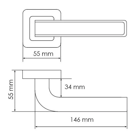 Ручка дверная EON MH-46 GR/CP-S55 раздельная на квадратной розетке, цвет графит/хром, ЦАМ Light фото фурнитура Волгоград