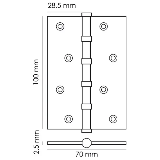 Петля карточная универсальная MS 100X70X2.5-4BB BL, врезная, цвет черный, сталь фото купить в Волгограде